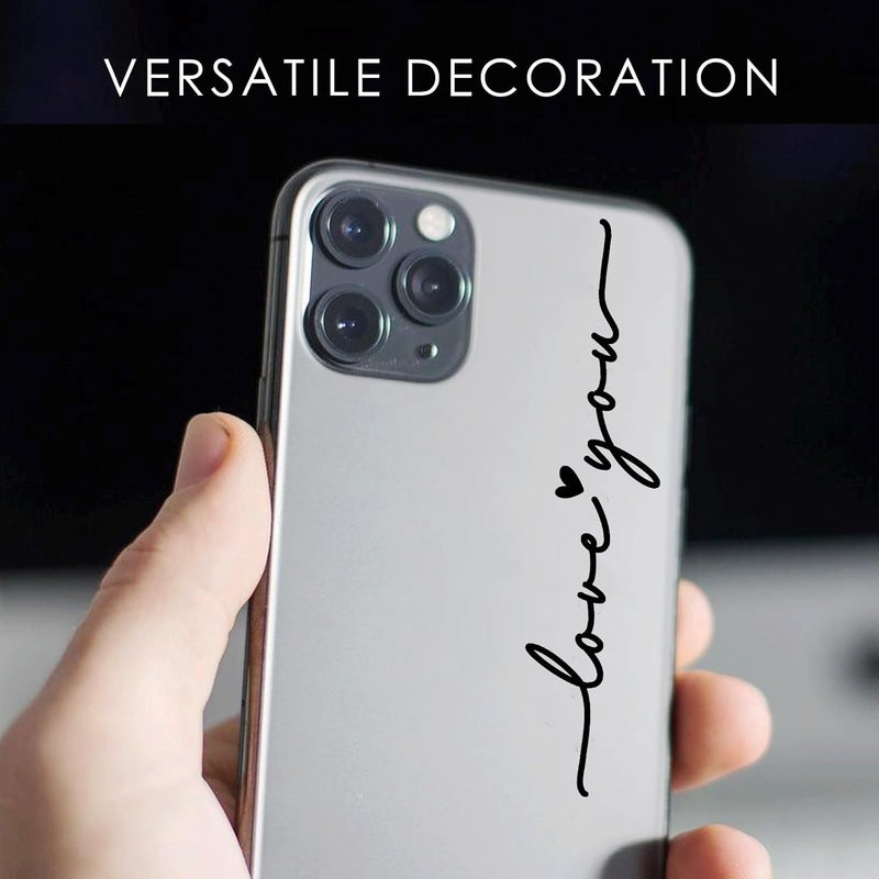 CYLDGNS 3 x Car Rear Mirror Vinyl Decal Stickers Water Bottle Decor Cute Laptop Sticker Aesthetic Tumbler Positive Affirmation Decal Car Rearview for Women Gift for Her (Black, Love You) - Image 5